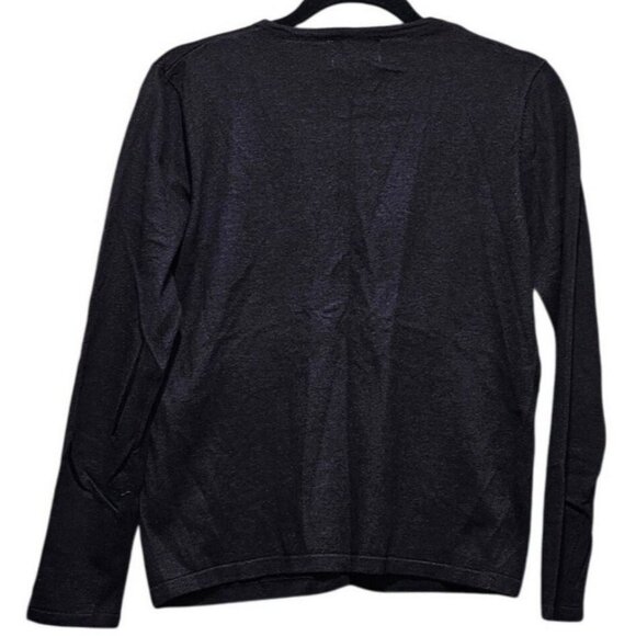 Jenny Womens Black Floral Embroidered Cardigan Sweater S Ramie & Cotton Blend - Picture 2 of 7